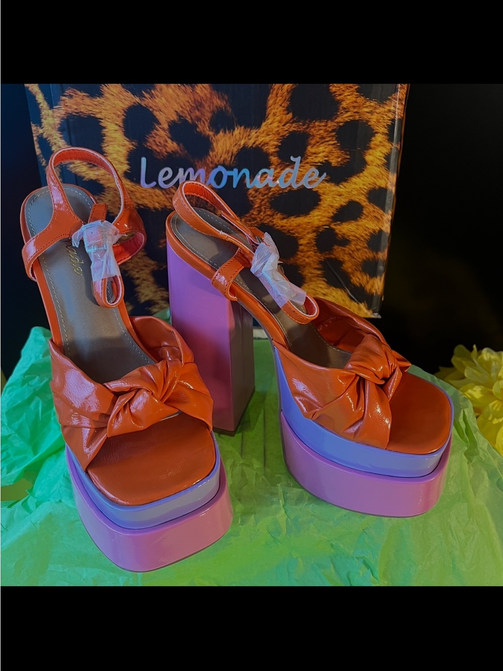 Lemonade Orange & Pink Knot Platform Sandals - Picture 13 of 15